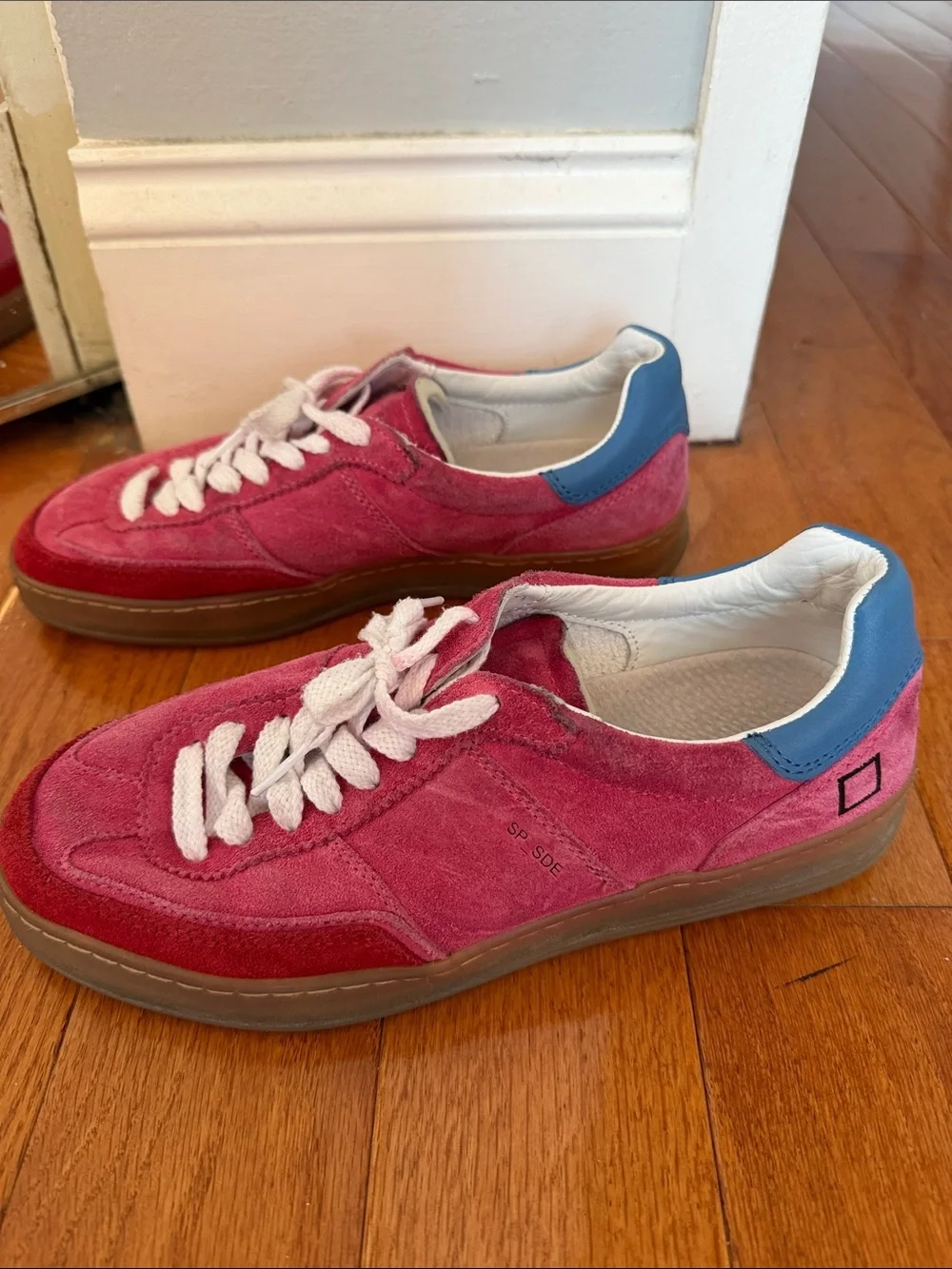 DATE Pink Suede Lace-Up Sneakers